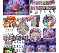 Articles de fête thème dessin animé pour l'intérieur et l'extérieur : porte-clés, ballons, boîtes à popcorn, autocollants, sacs cadeaux, ensemble de vaisselle pour anniversaire d'enfants 10pcs stamp