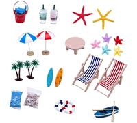 Articles de plage miniatures - Décorations à faire soi-même scène marine pour maison de poupées, mini décorations de plage pour le jardin zen - pour maison, appartement, jardin, meuble vitrine