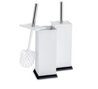Articles ménagers en Acier Harbour Square Salle de Bains Toilettes Brosse & Set Holder - Blanc - Lot de 2