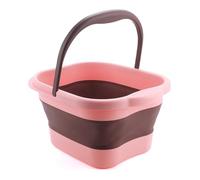 Articles ménagers pliable lavage de voiture pêche pied trempage seau Massage pliant Cube salle bain Pour Le Bain De Pieds(Pink)