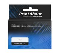 Articles ménagers Zebra 800284-605 (Z-Perform 1000D) Étiquette Noir sur blanc (102 mm x 152 mm) 12 rouleaux