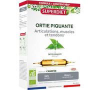 Superdiet - Complément Ortie piquante Bio - Articulations, muscles et tendons - 20 ampoules 15 ml