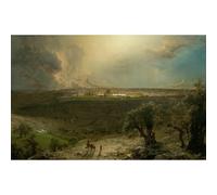 ARTICULOZY Impression sur toile de qualité - Jérusalem du Mont des Oliviers par Frederick Edwin Church - 76,2 x 101,6 cm | Prêt à encadrer | Idéal pour la décoration de la maison ou du bureau |