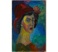 ARTICULOZY Impression sur toile décorative roulée - Marianne von Werefkin - Autoportrait - 127 x 101,6 cm | Reproduction aux couleurs vives | Art décoratif durable et durable