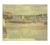 ARTICULOZY Impression sur toile décorative roulée - Port - en-Bessin, Le terminal à marée basse de Seurat - 127 x 101,6 cm | Reproduction aux couleurs vives | Art décoratif durable et durable