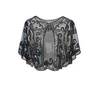 ArtiDeco Cape de Mariage 1920s Châle Femme Flapper Accessoires Charleston Années 20 Vintage Partie à Thème Soirée(Noir coloré)