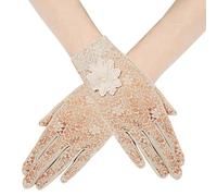 ArtiDeco Gants de Mariée en Dentelle - Courts, Opéra pour Femme - Soirée, Mariage, Fiançaille - Taille Unique (Beige)