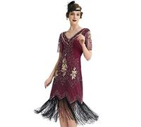 ArtiDeco Robe Soirée / Robe de Nuit pour Femme, Doré Rouge, 3XL
