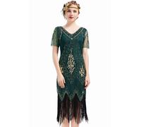 ArtiDeco Robe Soirée / Robe de Nuit pour Femme, Vert Foncé, XS ( 70/74 cm Taille)