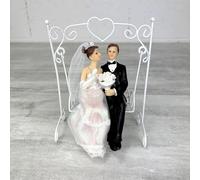 Artif Couple de mariés en résine sur balançoire, Hauteur 15,5 cm, Figurines pièce montée, gâteau de Mariage