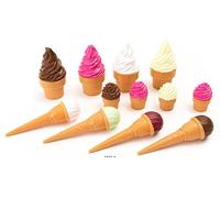 Artif-déco-mag.com - crèmes glaces artificielles assorties lot de 12 en Plastique soufflé