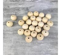 Artif Lot de 25 Boules percées en Bois, diamètre 3 cm, perçage 6 mm, Perles macramé, Attrape rêve, Billes Bijoux