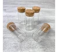 Artif Lot de 5 Petits Tubes en Verre, 6 cm, avec Bouchon de liège, éprouvette, Soliflore fiole diam. 29 mm