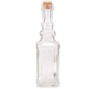 Artif Mignonnette en Verre, avec Bouchon de Liège, 12 cm de Haut, arabesques gravées, Contenant Forme fiole