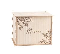 Generique Urne décorative 73 Bois réutilisable 30x23.5x23.5 cm Beige