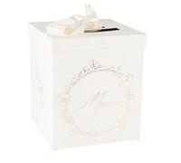 Artifetes Générique - URNE Carton Merci BAPTÊME VÉGÉTAL Or 21X25CM CRÈME