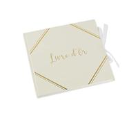 livre d'or coins embossé or 68p 22x20cm ivoire - artifetes 78458 Gris