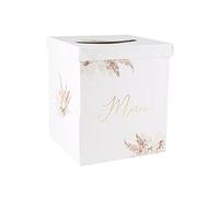 urne carton merci pampa fleur coton 21x25cm blanc - artifetes 93549 Blanc