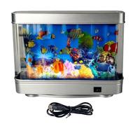 Artificial Aquarium - Mini Fish Tank, LED Glow Sensory Decoration with Quiet System, Cute Desktop Ornament, Realistic Fish Tank Display, Nighttime Relaxing Decor for Kids Adults