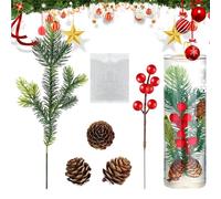 Artificial Christmas Berry Stems - Red Berry Branches with Pine Cones for Holiday Decorations, DIY Table Centerpieces, Wedding Party Supplies, Indoor Home Décor, Tree Crafting and Seasonal Display