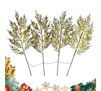 Artificial Christmas Picks with Lights - 4 Pieces Lifelike Pine Sprigs, Battery Operated LED Holiday Green Branches for Garland, Tree, Centerpiece Crafting | Winter Festival Home Mantel Decor