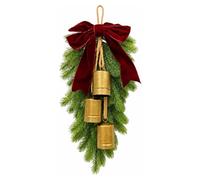 Artificial Christmas Teardrop Swag with Velvet Bows, Creative Xmas Bell Concatenation Hanging Ornament Decorating for Festive Figurines Pendant Farmhouse Holiday Home Decor(1pc-Red)