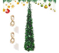 Artificial Christmas Tree - 59.06 inches Glitter Decor for Holiday Tabletop, Porch Indoor Use with Colorful Lights, Realistic Tree for Halloween Display, Pet PVC, Festive Scenes