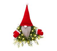 Artificial Christmas Wreath - Holiday Greenery Decoration | Polyester and ABS with Light Up GNOME Design, for Front Door, Living Room, Garden, Porch, Winter Seasonal Display