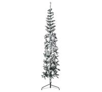Artificial Demi-sapin de Noël, fin, en PVC vert givré, peu encombrant, avec 290 pointes, parfait pour les décorations de vacances en intérieur, affichage festif de la maison d'hiver