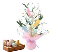Artificial Easter Tree, Egg Design Decoration, Seasonal Flower Desk Ornament with Colorful Arrangement, Spring Home Accessory with Stable Stand, Holiday Decor for Party Dinner Table Kitchen