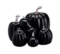 Artificial Fall Pumpkins Set, Lightweight Weatherproof Squash Decor, Farmhouse Harvest Accent, Black, Black Copper, for Halloween Thanksgiving Porch Table Display Enhances Fall-Inspired Settings