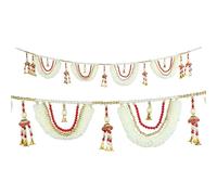 Artificial Flower Door Toran Garlands Hanging Mogra Flowers with Moti Beads Hanging Bandanwar for Home Festival Door Entrance Indian Traditional Festival Decorations(Size:-50")(Multicolour)