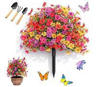 Artificial Flowers Outdoor with Ground Stake, UV Resistant Realistic Morning Glory Bush Yard Stakes, 22" Realistic Artificial Flowers for Outdoors for Garden, Yard, Planter and Porch (Mixed)