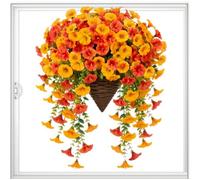 Artificial Flowers Silk Fabric Fall Season Hangable Ornament | Artificial Flowers Wall Decor for Garden Yard Front Door Porch Entryway Enthusiasts Busy Professionals