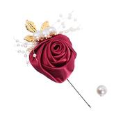 Artificial Groom Corsage Rose Mens Accessories Bride Pearl Wedding Brooch Suit Pin Fabric Cloth White