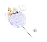 Artificial Groom Corsage Rose Mens Accessories Bride Pearl Wedding Brooch Suit Pin Fabric Cloth White