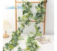 Artificial Ivy Garland, 2Pcs Artificial Eucalyptus Garland, 5.9FT Greenery Vines Table Runner for Table Home Wedding Indoor Outdoor Decor