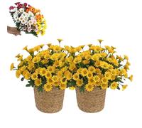 Artificial Outdoor Sunset Mums Flowers,Waterproof,Never Faded,5/10 Bundles Artificial Sunset Flowers Plants for Decoration for Home Porch,Indoor Outdoor Planters (Yellow,10PCS)