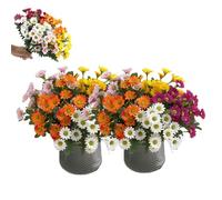 Artificial Outdoor Sunset Mums Flowers,Waterproof,Never Faded,5/10 Bundles Artificial Sunset Flowers Plants for Decoration for Home Porch,Indoor Outdoor Planters (Mix,10PCS)