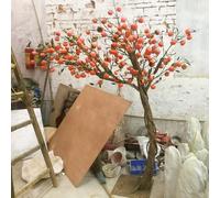 Artificial Persimmon Tree Fake Fruit for Home Decor, Lifelike Orange Plant for Living Room Office Restaurant, Maintenance-Free Indoor(1.8mx1.5m)