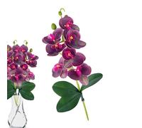 Artificial Phalaenopsis - 37.5cm Fake Flower Artificial Flowers Orchid Stem | PP 7 Bloom 3 Leaf Floral Arrangement Decoration for Wedding Home Party Table Centerpiece