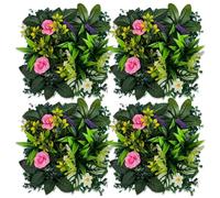 Artificial Plant Panels, Greenery Privacy Screen, Authentic Faux Hedge Wall 4pcs Decor Tiles, Outdoor Indoor Patio Garden Backyard Fence Wedding Party Decoration 1-3cm Difference in Size