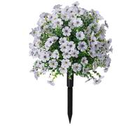 Artificial Potted Trees with Ground Stakes, Outdoor UV Resistant Faux Violet Flowers for Garden Porch Patio Decoration 23.6in(F)