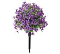 Artificial Potted Trees with Ground Stakes, Outdoor UV Resistant Faux Violet Flowers for Garden Porch Patio Decoration 23.6in(L)