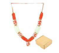 Artificial Rose Flowers Mala Ribbon Garland Haar Idol-Mala for God Statues Accessories Pooja Sringar Article Ornament Indian Traditional Festival Laxmi Poojan New year Decorations (Size-15")(Orange)
