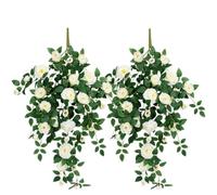 Artificial Rose Vine 2 Pack, Realistic Rose Floral Swag for Wall Decor, Handmade Flower Greenery Plant for Cafe,Restaurant,Balcony,Living Rooms