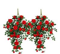 Artificial Rose Vine 2 Pack, Realistic Rose Floral Swag for Wall Decor, Handmade Flower Greenery Plant for Cafe,Restaurant,Balcony,Living Rooms