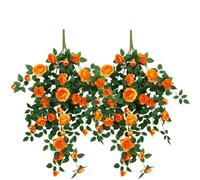 Artificial Rose Vine 2 Pack, Realistic Rose Floral Swag for Wall Decor, Handmade Flower Greenery Plant for Cafe,Restaurant,Balcony,Living Rooms