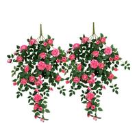 Artificial Rose Vine 2 Pack, Realistic Rose Floral Swag for Wall Decor, Handmade Flower Greenery Plant for Cafe,Restaurant,Balcony,Living Rooms