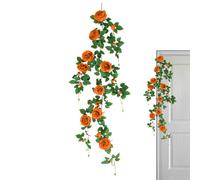 Artificial Rose Vine, Realistic Rose Garland, Lifelike Petal Texture, Floral Wall Accent for Home Backdrops Doors and Gatherings, Indoor and Outdoor, Red, Orange, Champagne, Dark Pink, Light Pink